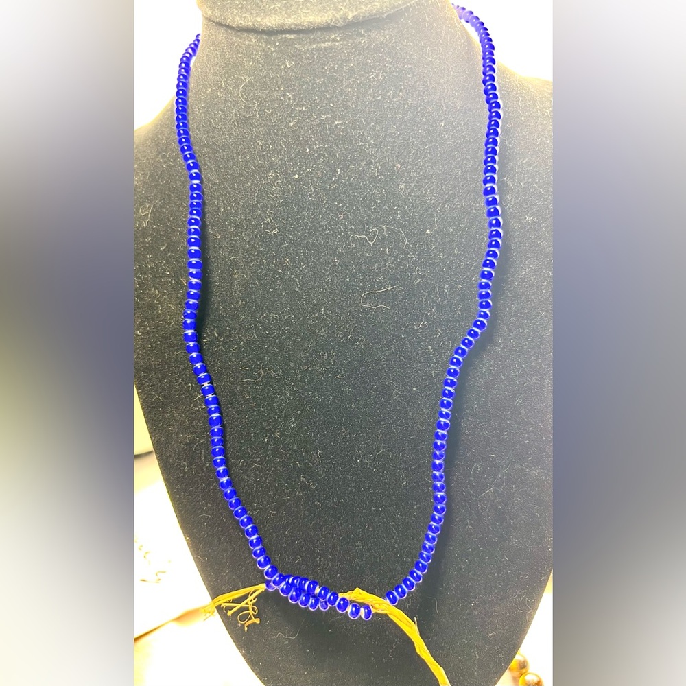 20” Cobalt Blue Seed Bead Handmade Necklace